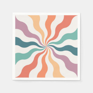 Colourful retro style wavy sun rays  napkin