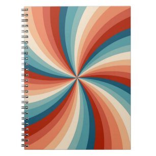 Colourful retro style wavy sun rays notebook