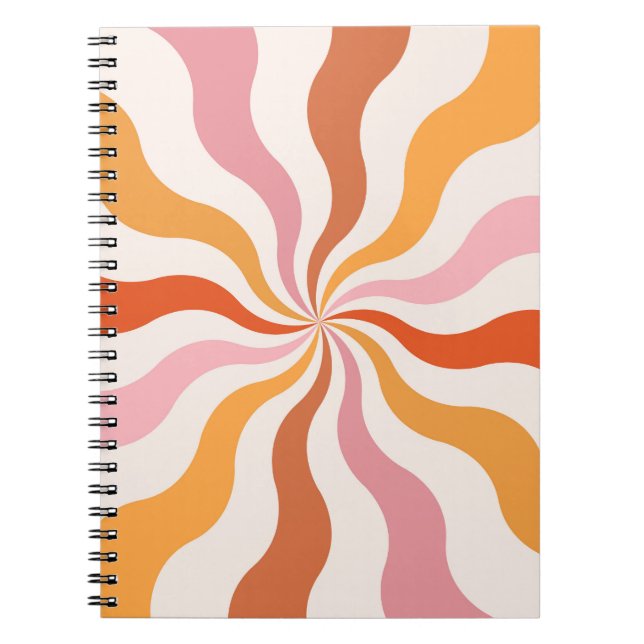 Colourful retro style wavy sun rays  notebook (Front)