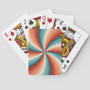 Colourful retro style wavy sun rays playing cards
