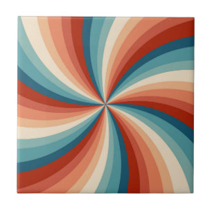 Colourful retro style wavy sun rays tile