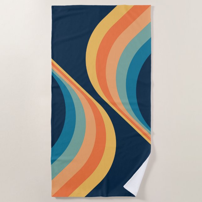 Colourful retro style wings design  beach towel (Front)