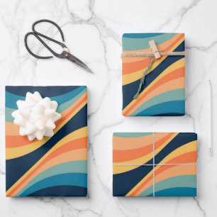 Colourful retro style wings design wrapping paper sheet