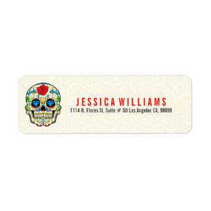 Colourful Retro Sugar Skull 2 On Beige