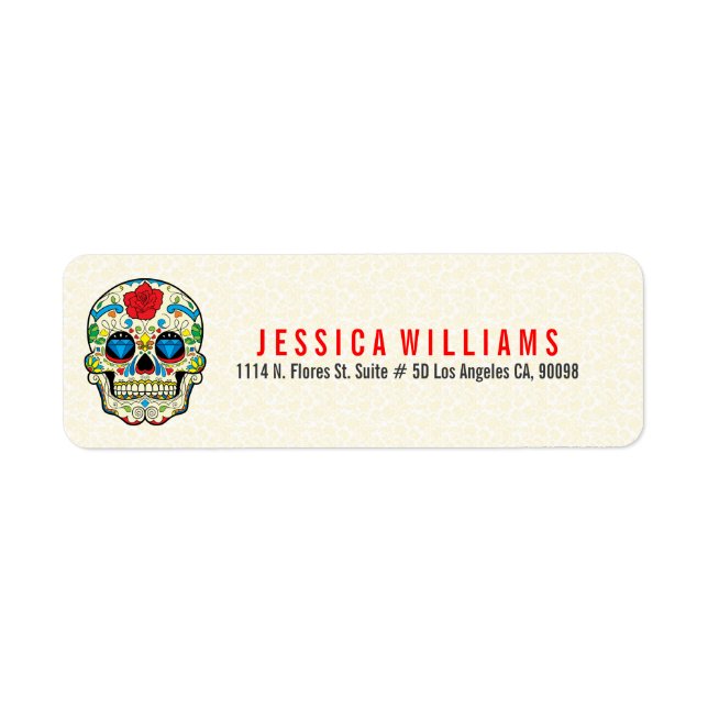 Colourful Retro Sugar Skull 2 On Beige (Front)