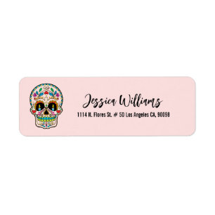 Colourful Retro Sugar Skull On Pink