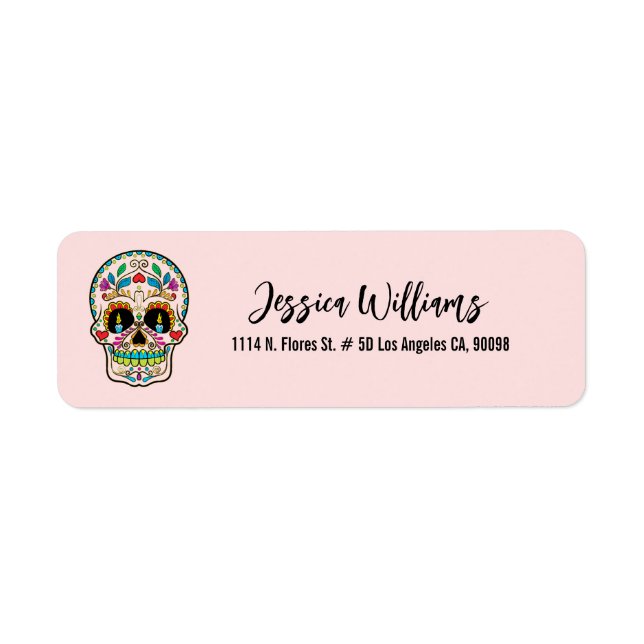 Colourful Retro Sugar Skull On Pink (Front)