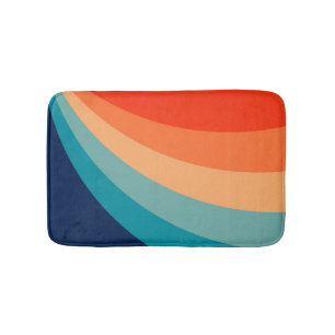 Colourful retro sun rays bath mat