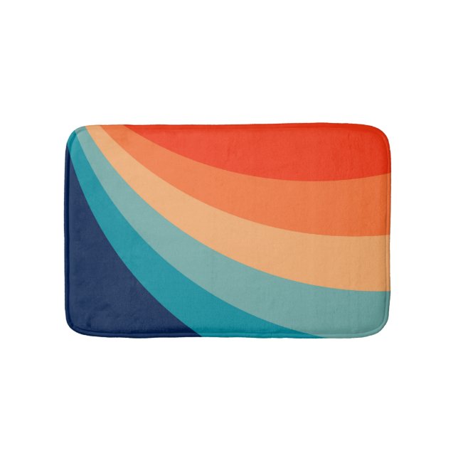 Colourful retro sun rays bath mat (Front)