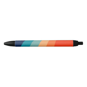 Colourful retro sun rays black ink pen