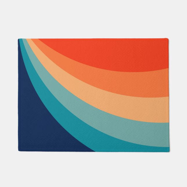 Colourful retro sun rays doormat (Front)