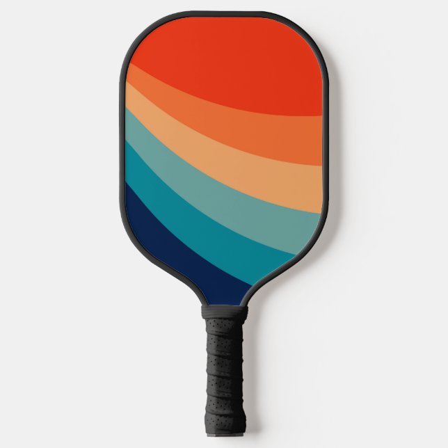Colourful retro sun rays pickleball paddle (Front)