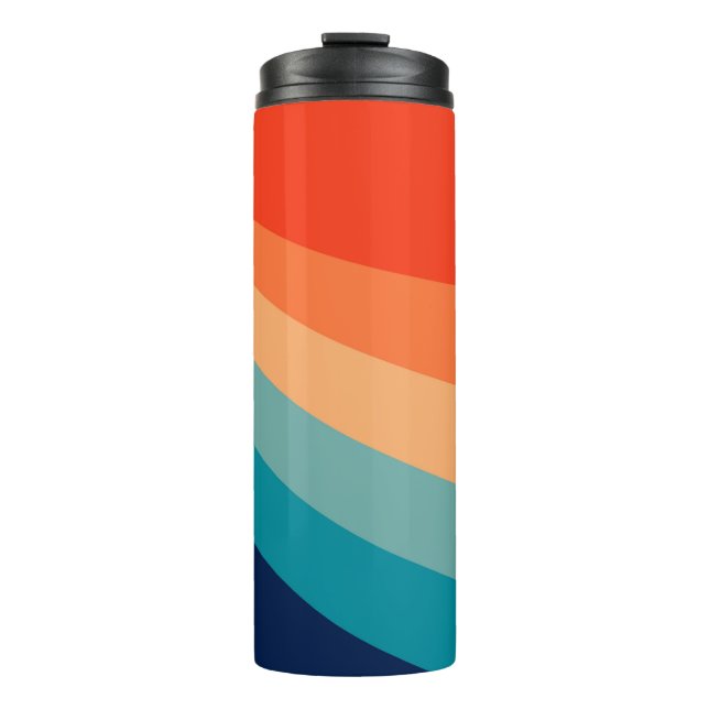 Colourful retro sun rays thermal tumbler (Front)