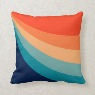 Colourful retro sun rays throw pillow