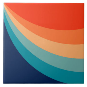 Colourful retro sun rays tile