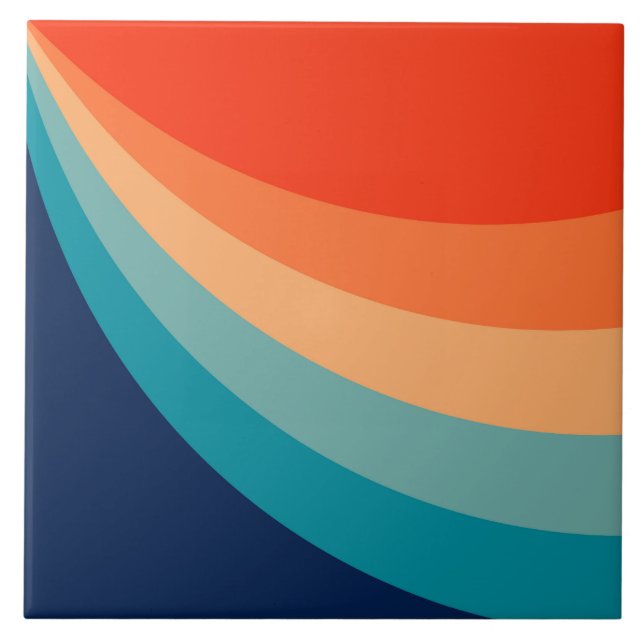 Colourful retro sun rays tile (Front)