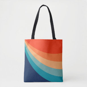 Colourful retro sun rays tote bag