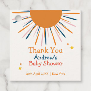 Colourful Retro Sunshine Baby Shower Thank You Favour Tags