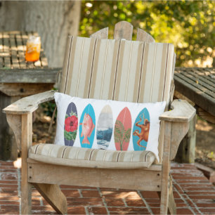 Colourful Retro Surfboards Lumbar Pillow