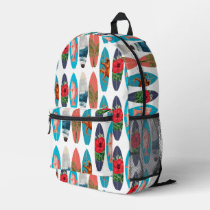 Colourful Retro Surfboards Pattern Back to School Printed Backpack