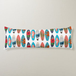 Colourful Retro Surfboards Pattern Body Pillow