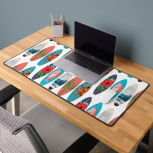 Colourful Retro Surfboards Pattern Desk Mat