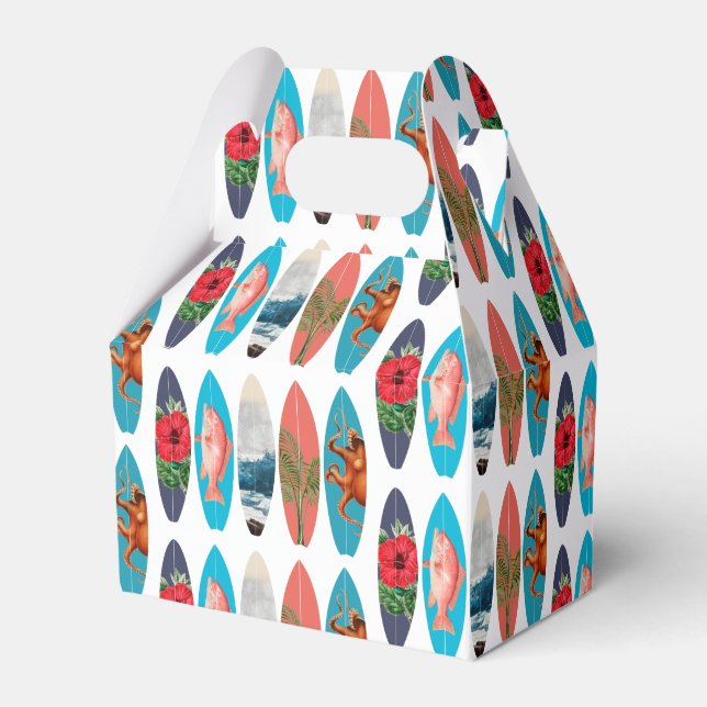 Colourful Retro Surfboards Pattern Favor Box (Front Side)