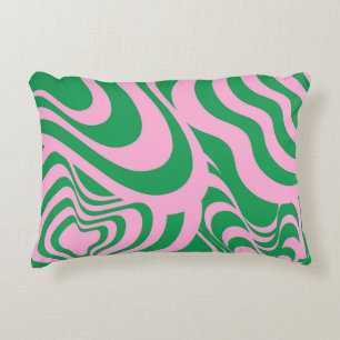 Colourful Retro Swirl Groovy Y2K Pattern Accent Pillow