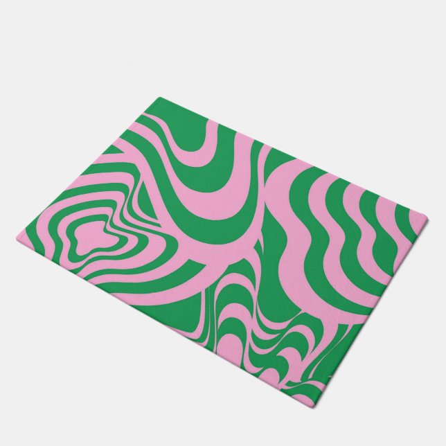 Colourful Retro Swirl Groovy Y2K Pattern  Doormat (Angled)
