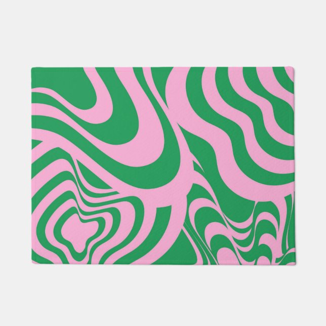 Colourful Retro Swirl Groovy Y2K Pattern  Doormat (Front)