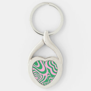 Colourful Retro Swirl Groovy Y2K Pattern Keychain