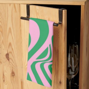Colourful Retro Swirl Groovy Y2K Pattern Kitchen Towel