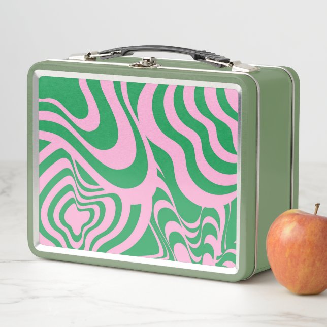 Colourful Retro Swirl Groovy Y2K Pattern  Metal Lunch Box (In Situ)