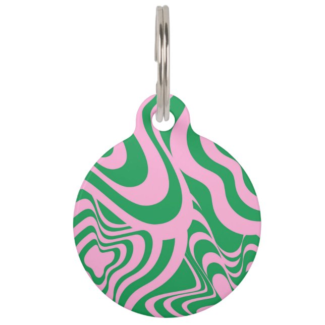 Colourful Retro Swirl Groovy Y2K Pattern  Pet Tag (Front)