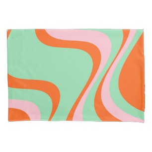 Colourful Retro Swirl Groovy Y2K Pattern  Pillowcase