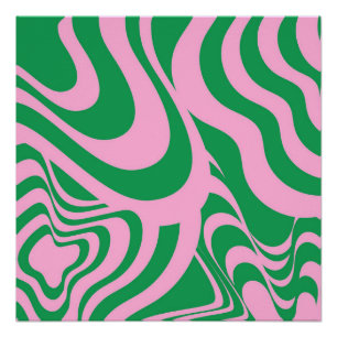 Colourful Retro Swirl Groovy Y2K Pattern Poster