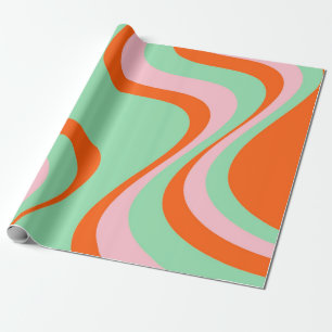Colourful Retro Swirl Groovy Y2K Pattern Wrapping Paper