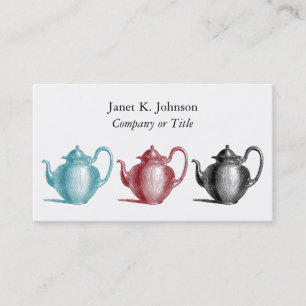 Colourful Retro Teapots Custom Personal or Company Business Card