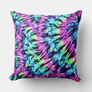 Colourful Retro Tie-Dye Throw Pillow