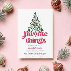 Colourful Retro Tree Holiday Favourite Things Part Invitation