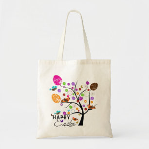Colourful Retro Tree With Easter Eggs & Birds 2 Tote Bag