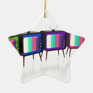 Colourful retro tv's ceramic ornament