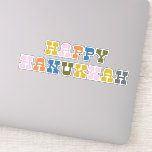 Colourful Retro Typography Hanukkah<br><div class="desc">Celebrate the Festival of Lights with this vibrant "Happy Hanukkah" sticker! Featuring bold, multicolored lettering with a retro touch, this sticker is perfect for decorating gifts, greeting cards, laptops, or holiday party favours. A fun and festive way to spread Hanukkah cheer!</div>