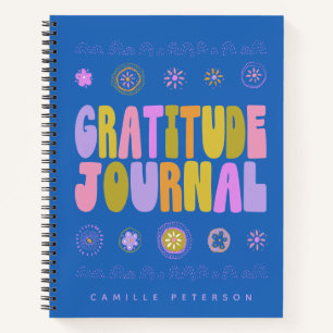Colourful Retro Typography Personalized Gratitude Notebook