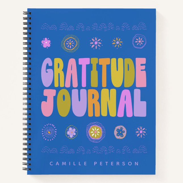 Colourful Retro Typography Personalized Gratitude Notebook (Front)