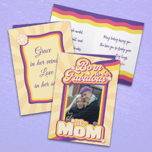 Colourful Retro Typography Quote Photo Mother's Da Card