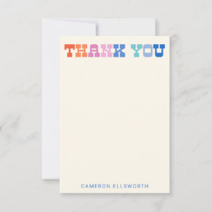 Colourful Retro Typography Simple Personalized Thank You Card