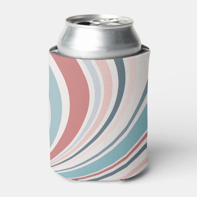 Colourful retro vibes in pink, blue and grey can cooler (Can Front)