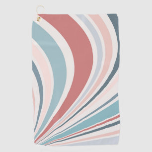 Colourful retro vibes in pink, blue and grey golf towel