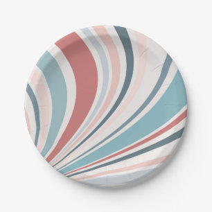 Colourful retro vibes in pink, blue and grey paper plate